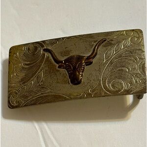 Vintage Texas Longhorn Nickel Silver Plated Women’s Belt Buckle
